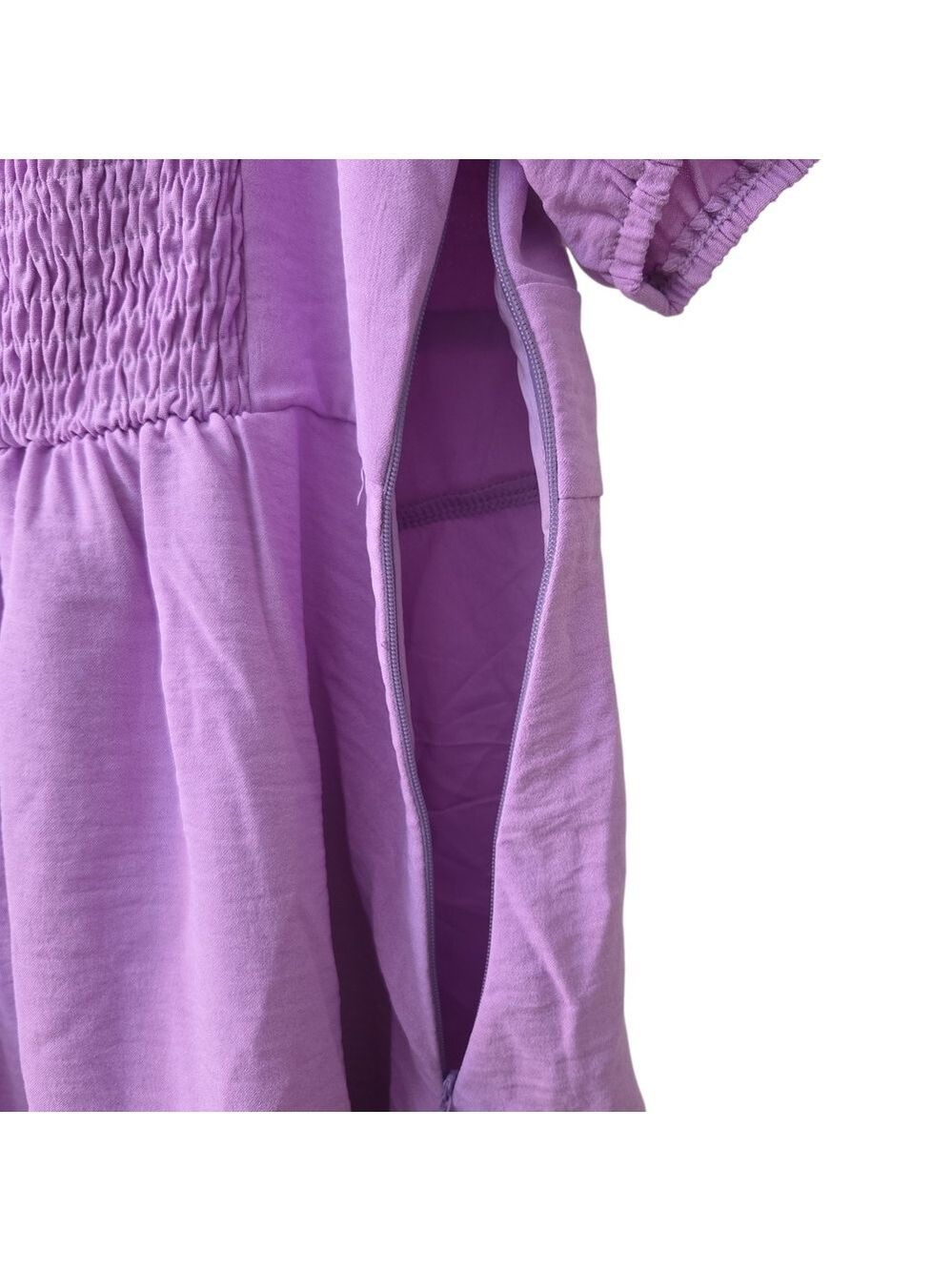 Dokotoo Lilac Puff Sleeve Tie Front Mini Dress Medium - Picture 5 of 8